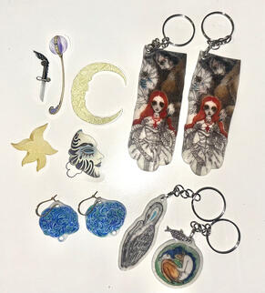 Stickers and Shrinky Dink keychains